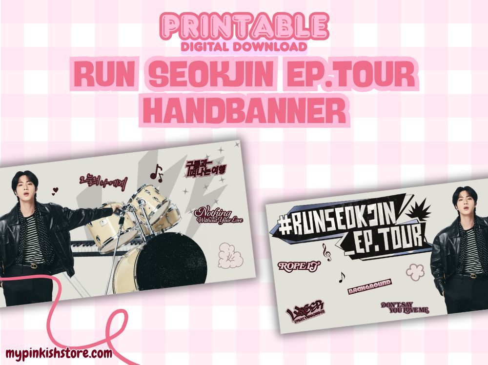 RUNSEOKJIN EP Tour Handbanner – Printable Kpop Concert Banner | BTS Jin Fanmade Digital Download (PDF & PNG Format, Ready to Print at Home)