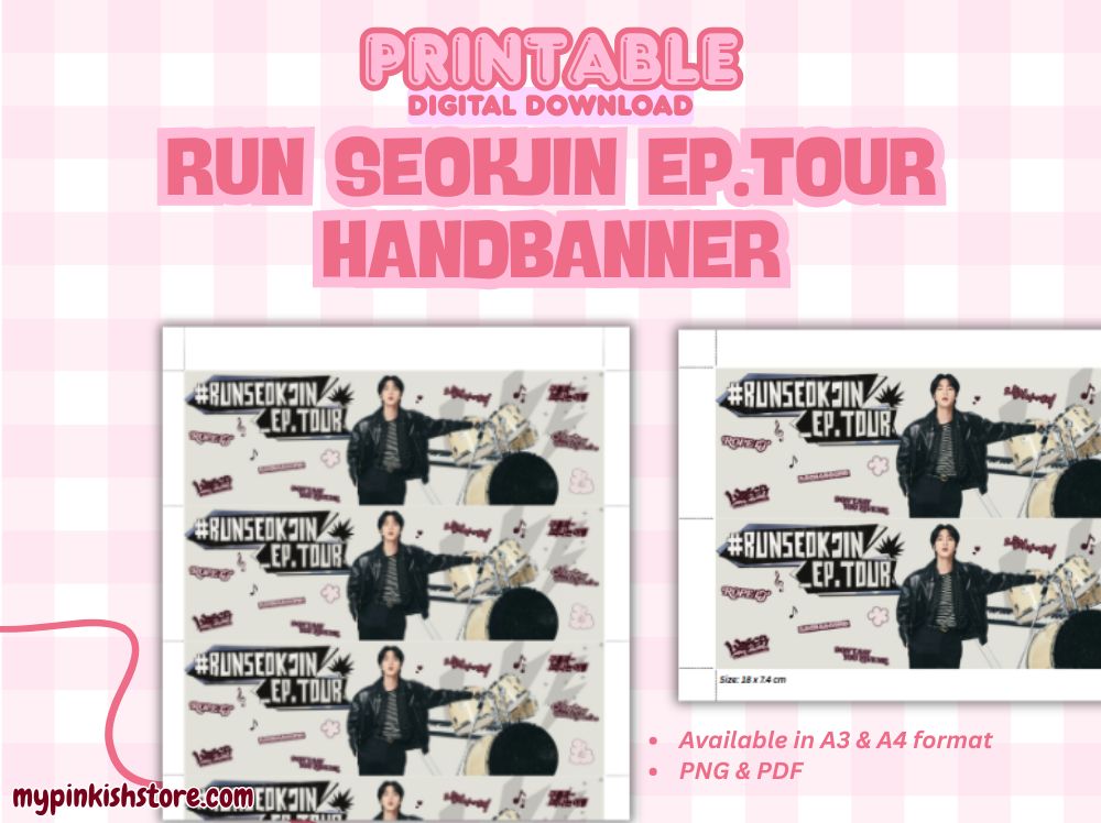 RUNSEOKJIN EP Tour Handbanner – Printable Kpop Concert Banner | BTS Jin Fanmade Digital Download (PDF & PNG Format, Ready to Print at Home)