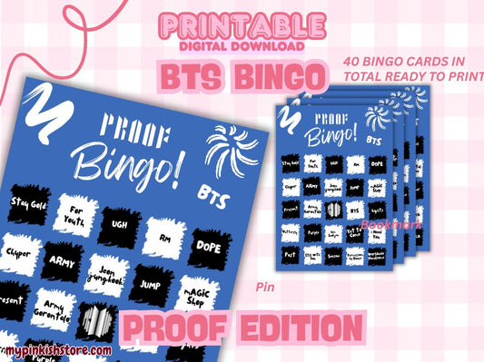 BTS Bingo Card Proof Edition – 40 Pages Printable PDF | Kpop Party Game | BTS Army Merch | Print at Home