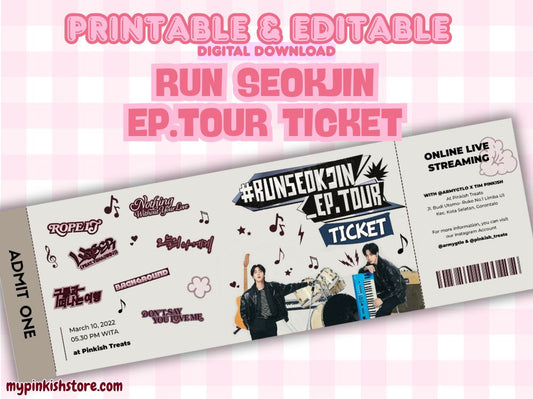 RUN SEOKJIN EP Tour Printable & Editable Concert Ticket Template | K-Pop Inspired Digital Download | Canva Template | PDF Print-at-Home Event Ticket