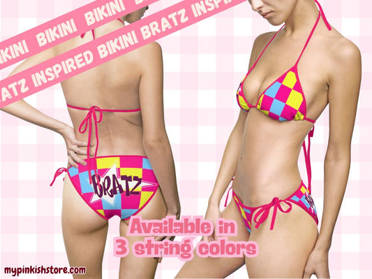 Colorful Bratz Bikini Swimsuit, Summer Swimming, Bali Vibes