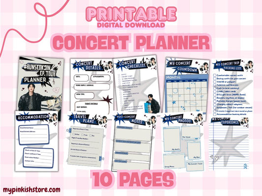 RUNSEOKJIN EP Tour Planner Printable | 10-Page BTS-Inspired Travel Journal | K-Pop Digital Planner | Concert Itinerary & Tour Budget Organizer