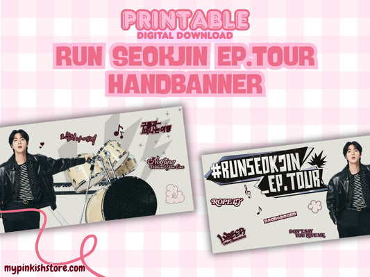 RUNSEOKJIN EP Tour Handbanner – Printable Kpop Concert Banner | BTS Jin Fanmade Digital Download (PDF & PNG Format, Ready to Print at Home)