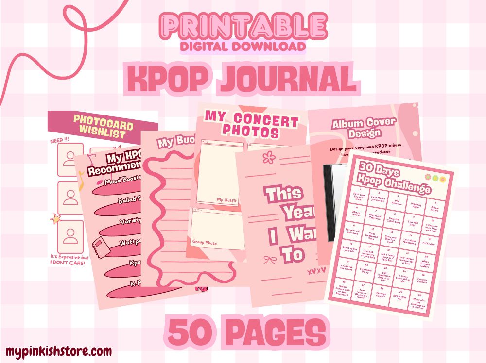 KPOP Journal | 50-Page Printable PDF | Kpop Fanmade Merch | Aesthetic K-pop Journal | Print at Home Digital Download