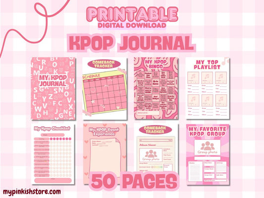 KPOP Journal | 50-Page Printable PDF | Kpop Fanmade Merch | Aesthetic K-pop Journal | Print at Home Digital Download
