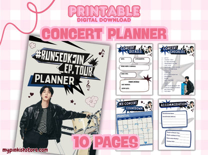 RUNSEOKJIN EP Tour Planner Printable | 10-Page BTS-Inspired Travel Journal | K-Pop Digital Planner | Concert Itinerary & Tour Budget Organizer